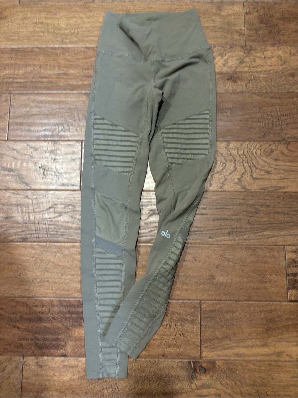 ALO Yoga Olive Green Moto-Style High-Waist Leggings